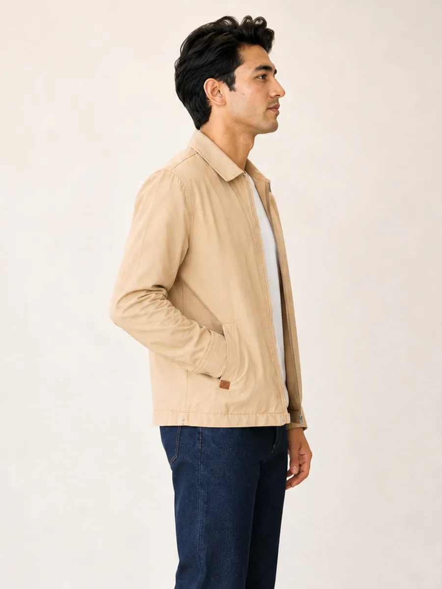 Beige Travel Jacket with Zipper