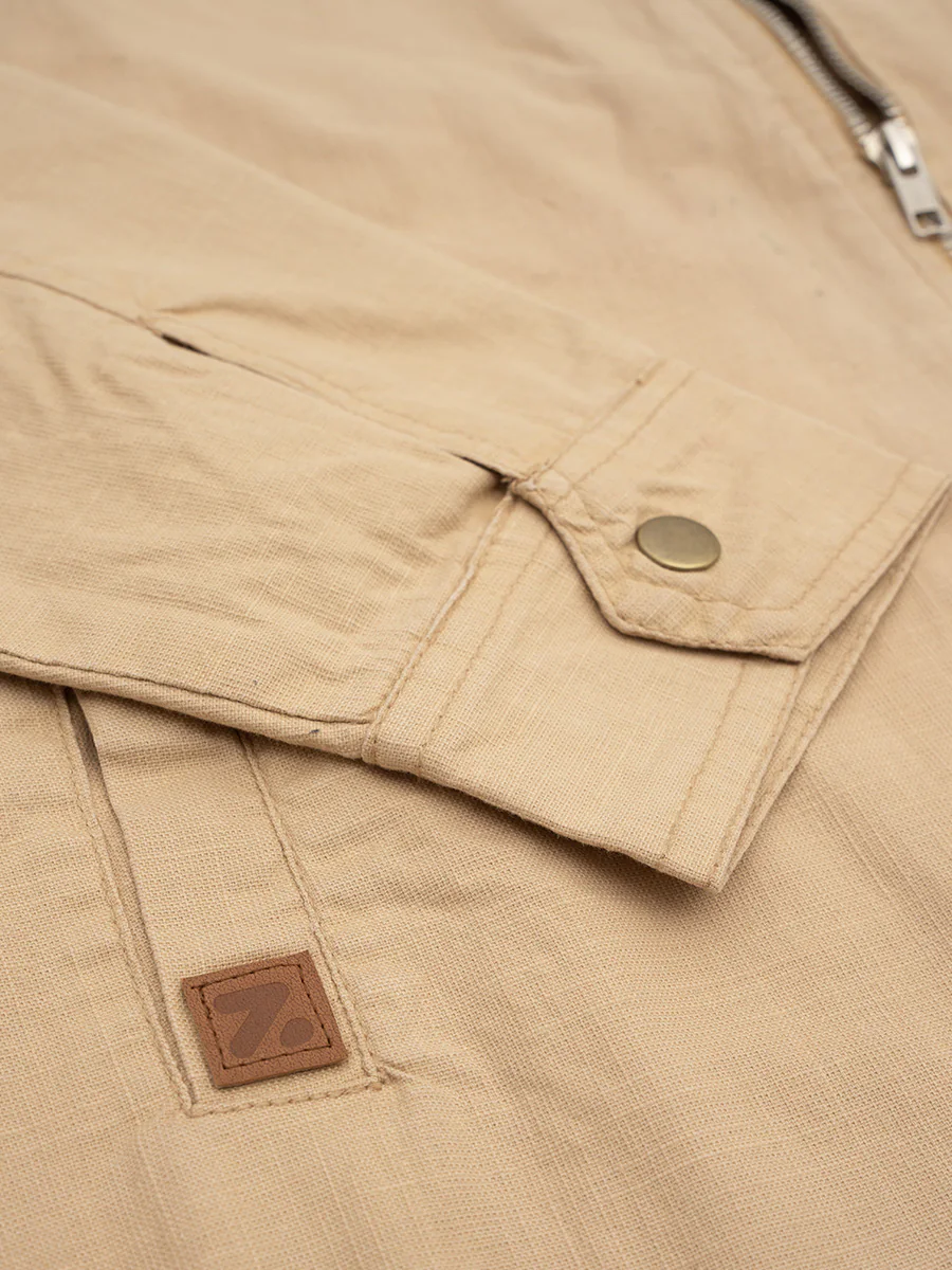 Beige Travel Jacket with Zipper