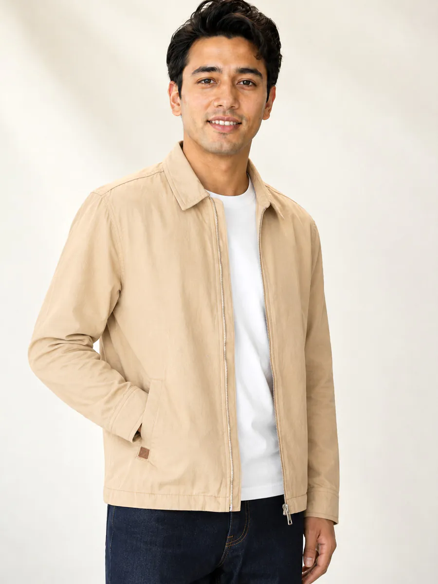 Beige Travel Jacket with Zipper