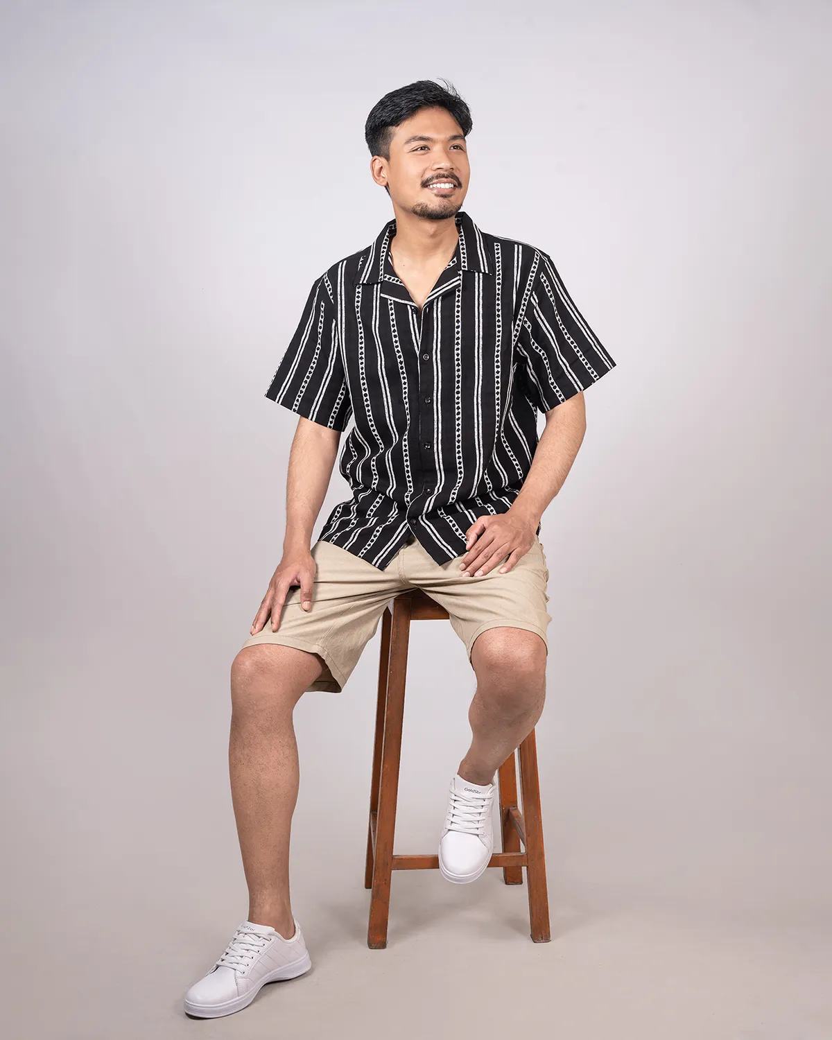 Black Cuban Collar Shirt