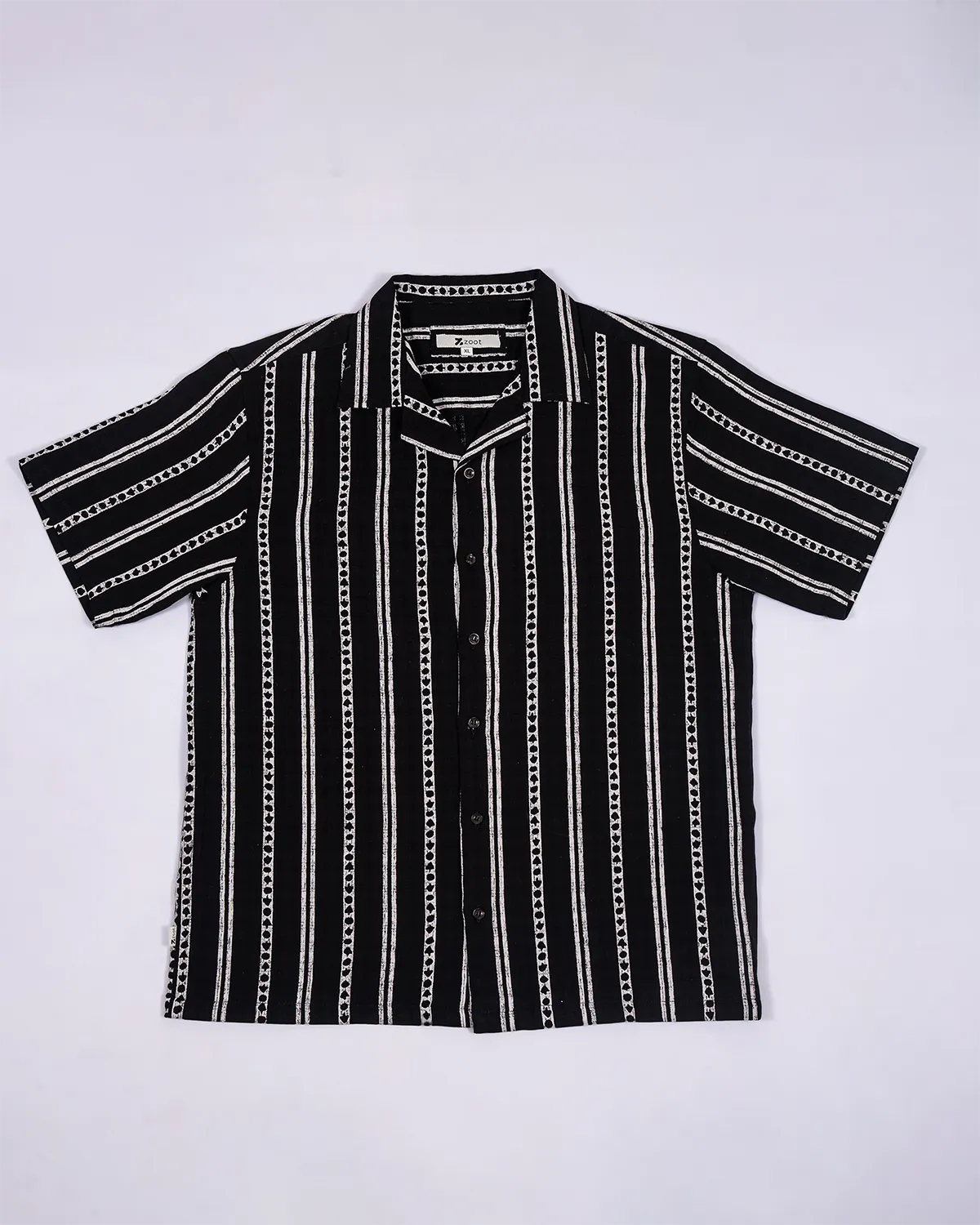 Black Cuban Collar Shirt