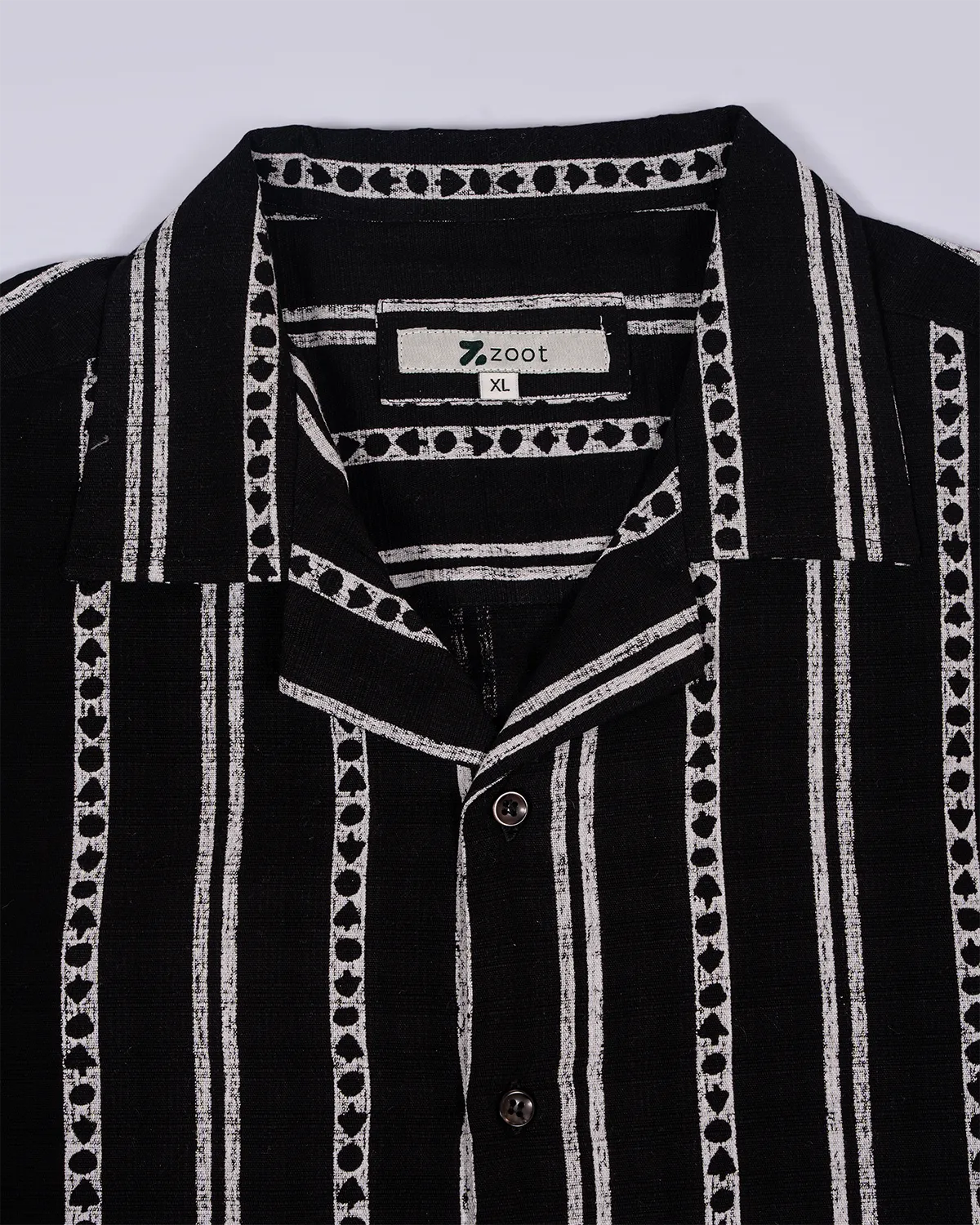 Black Cuban Collar Shirt