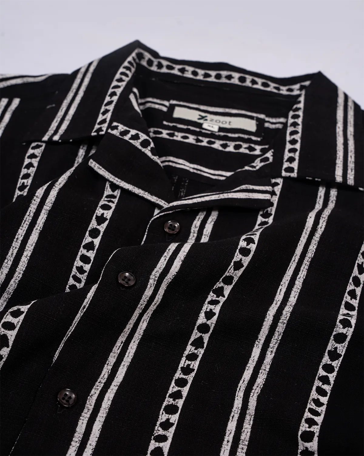 Black Cuban Collar Shirt