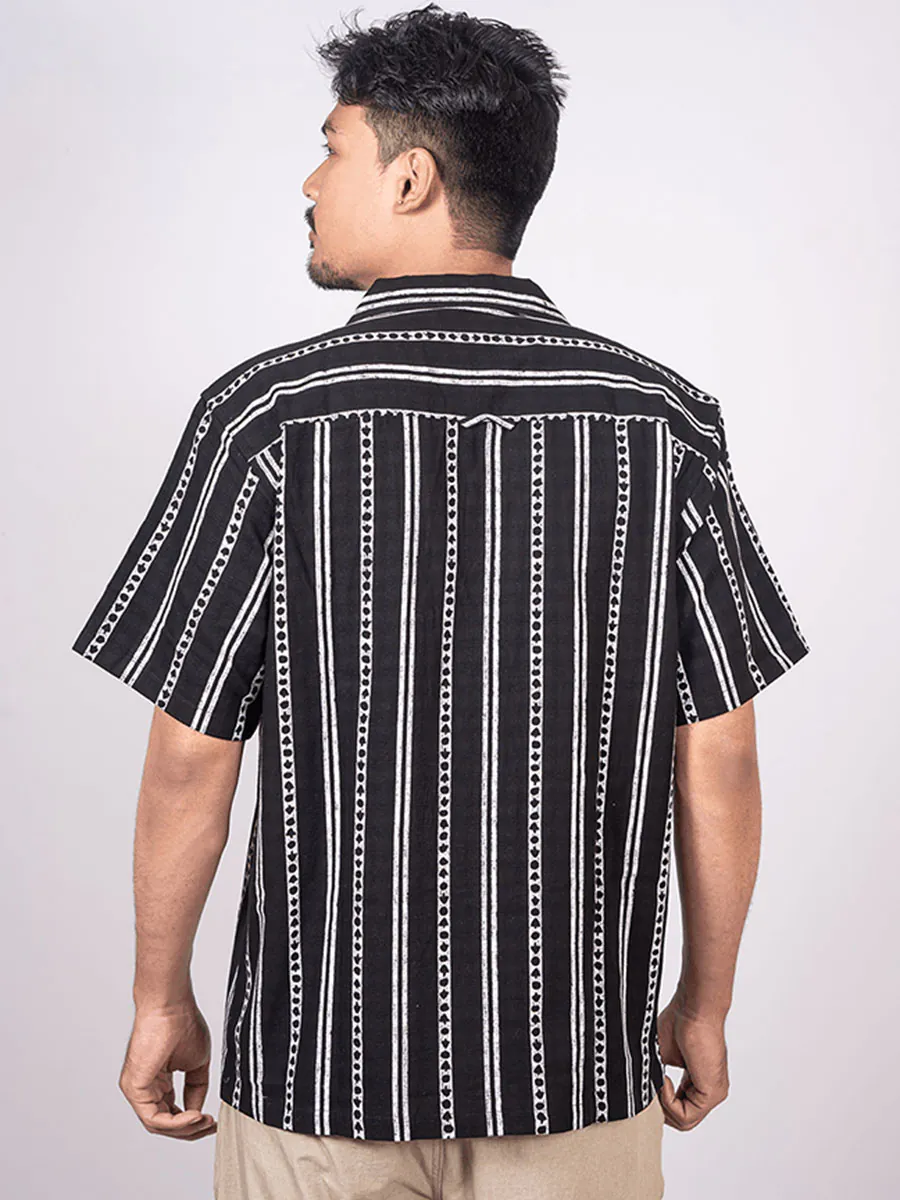Black Cuban Collar Shirt