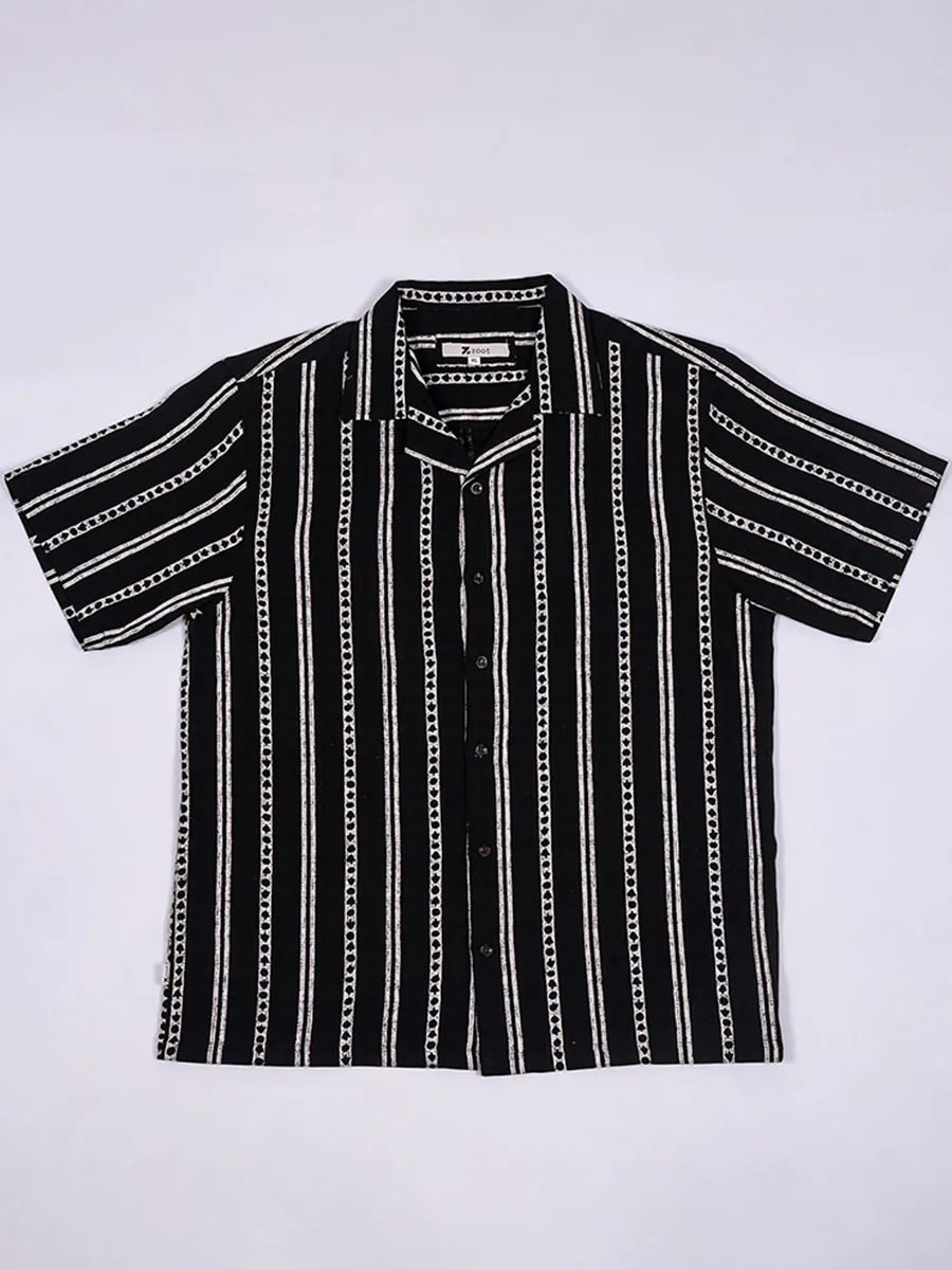 Black Cuban Collar Shirt