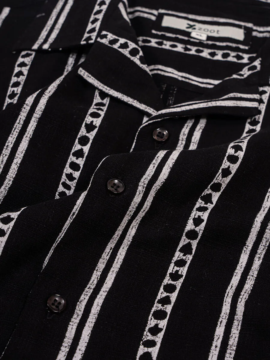 Black Cuban Collar Shirt