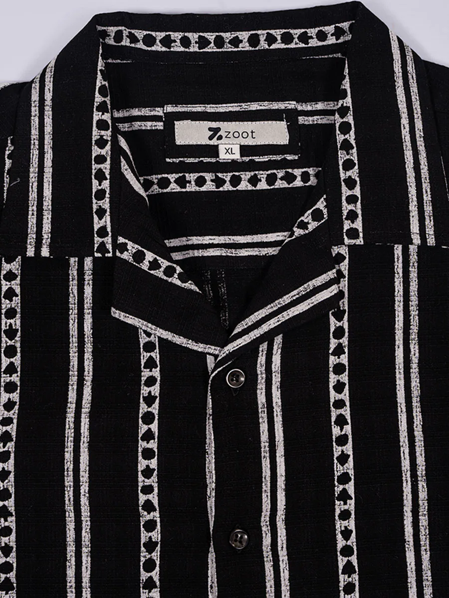 Black Cuban Collar Shirt