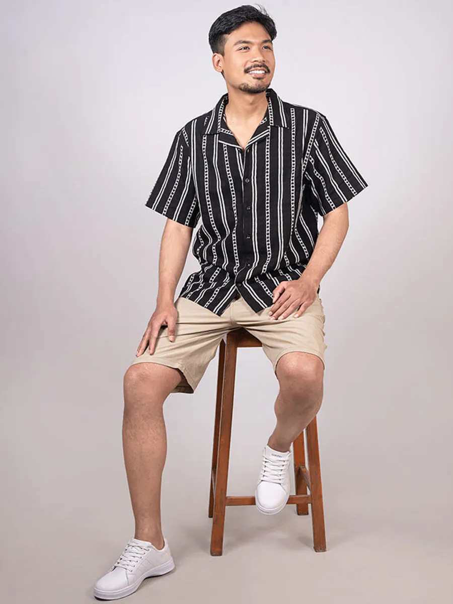Black Cuban Collar Shirt