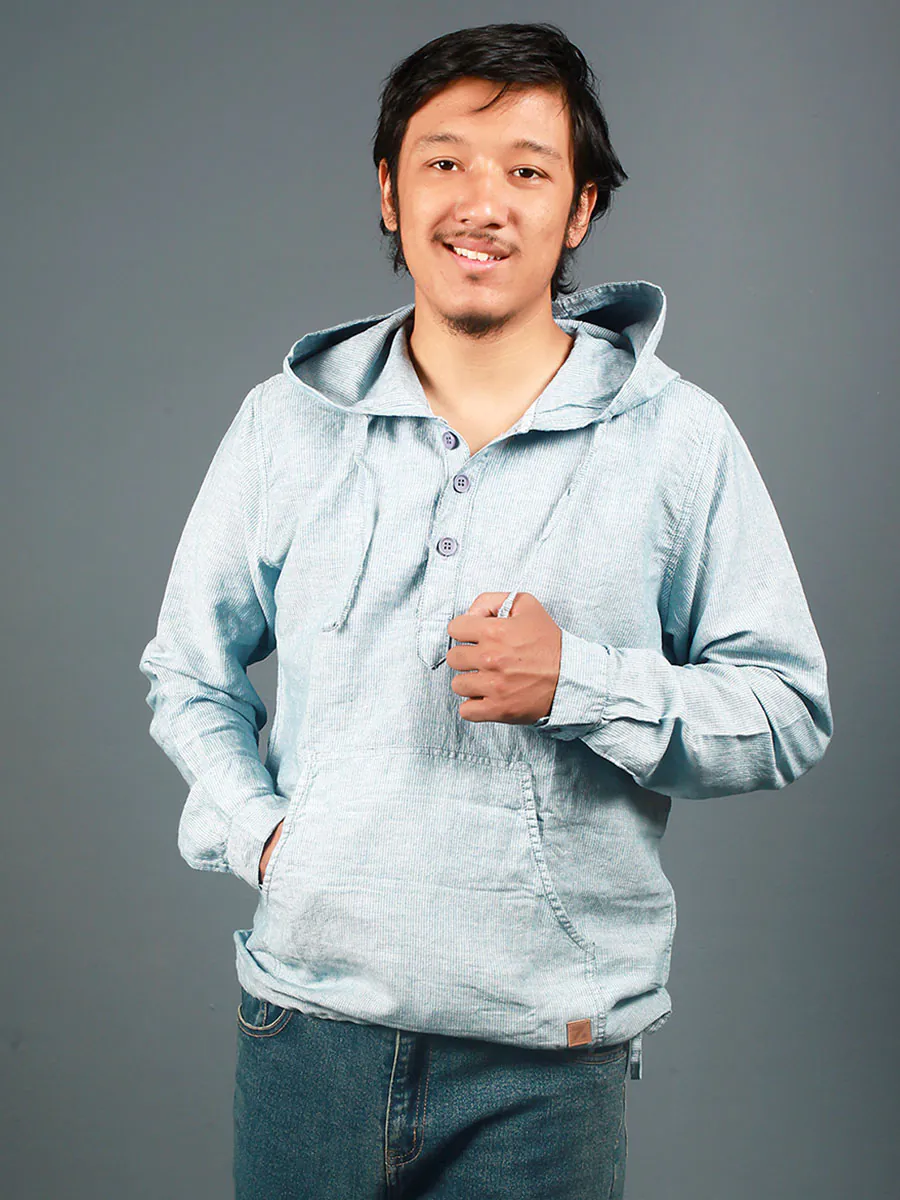 Blue Hooded Shirt