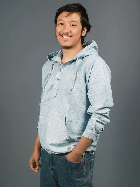 Blue Hooded Shirt