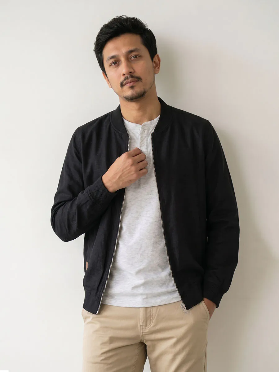 Obsidian Black Bomber Jacket