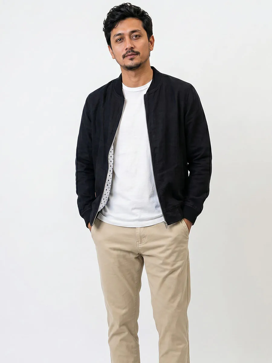 Obsidian Black Bomber Jacket