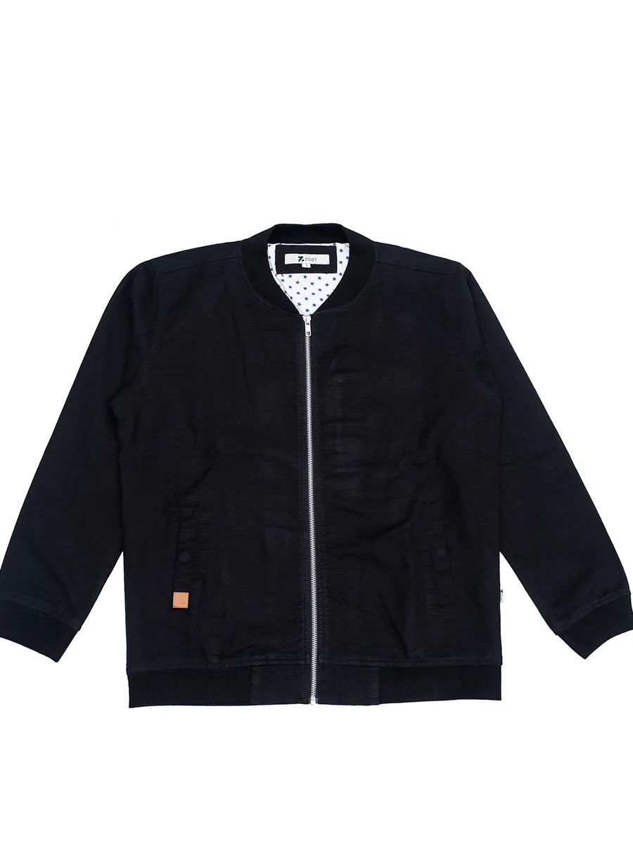 Obsidian Black Bomber Jacket