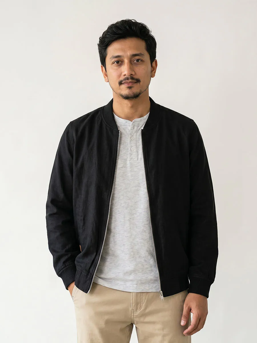 Obsidian Black Bomber Jacket