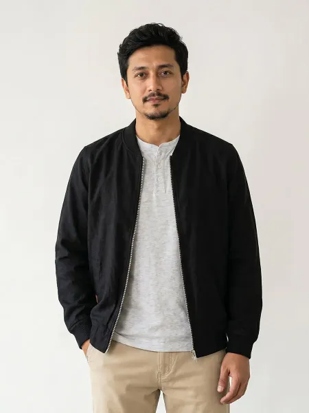 Obsidian Black Bomber Jacket