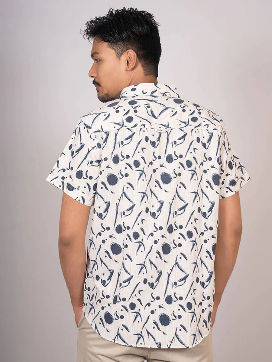 Creamy Canvas Half Sleeve Shirt