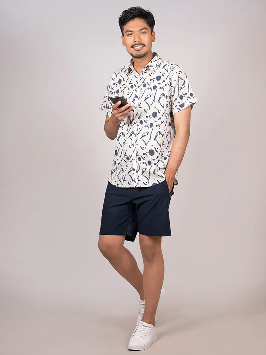 Creamy Canvas Half Sleeve Shirt