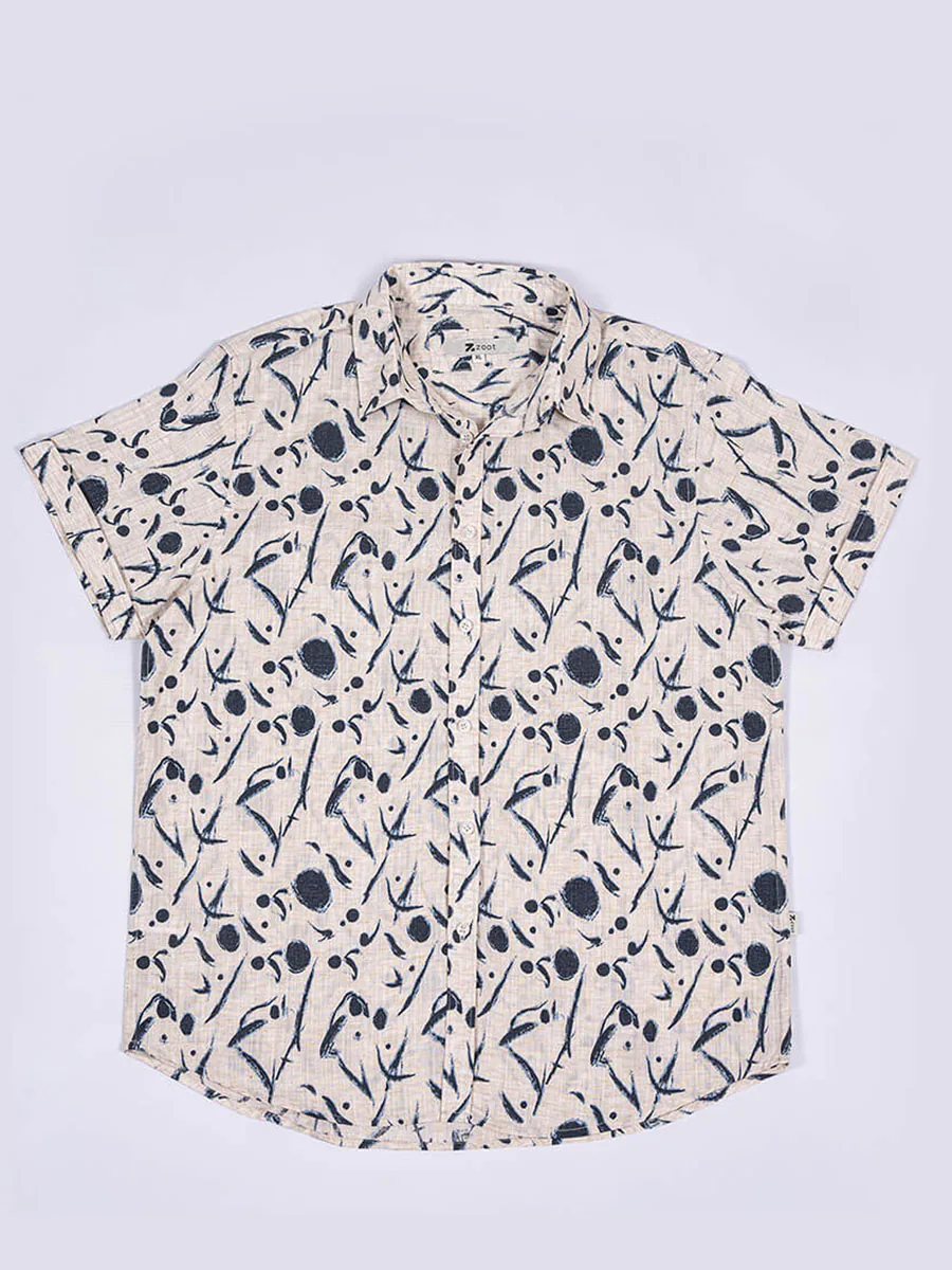 Creamy Canvas Half Sleeve Shirt