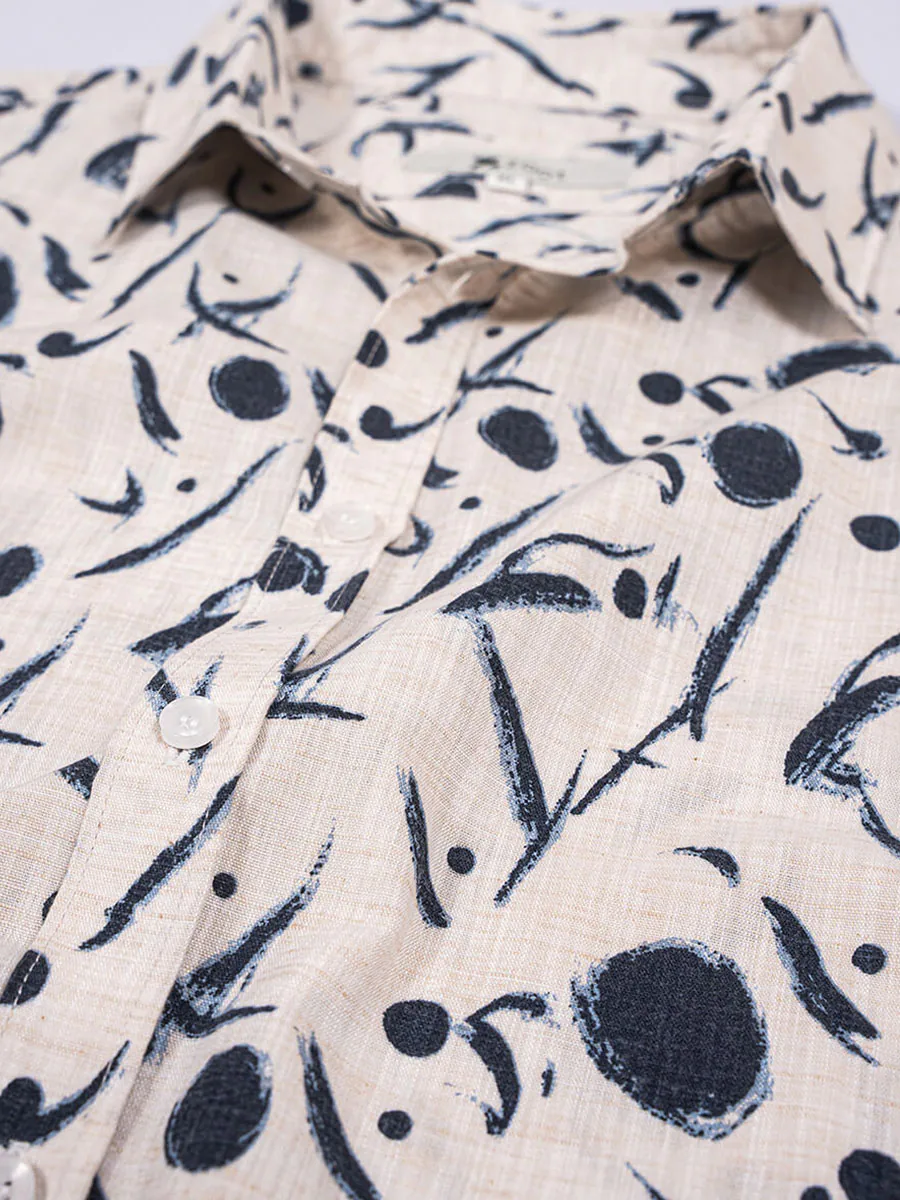 Creamy Canvas Half Sleeve Shirt