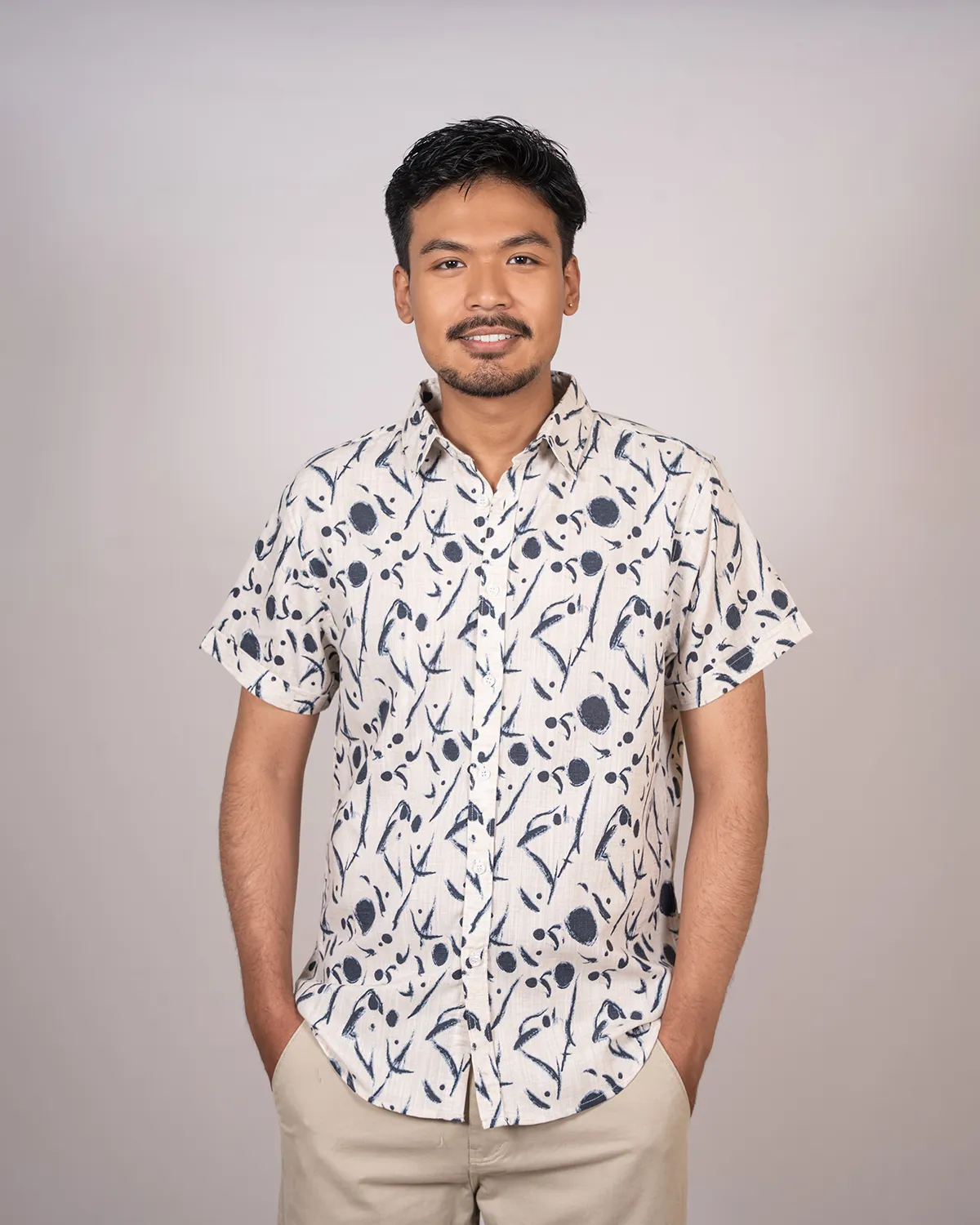 Creamy Canvas Half Sleeve Shirt