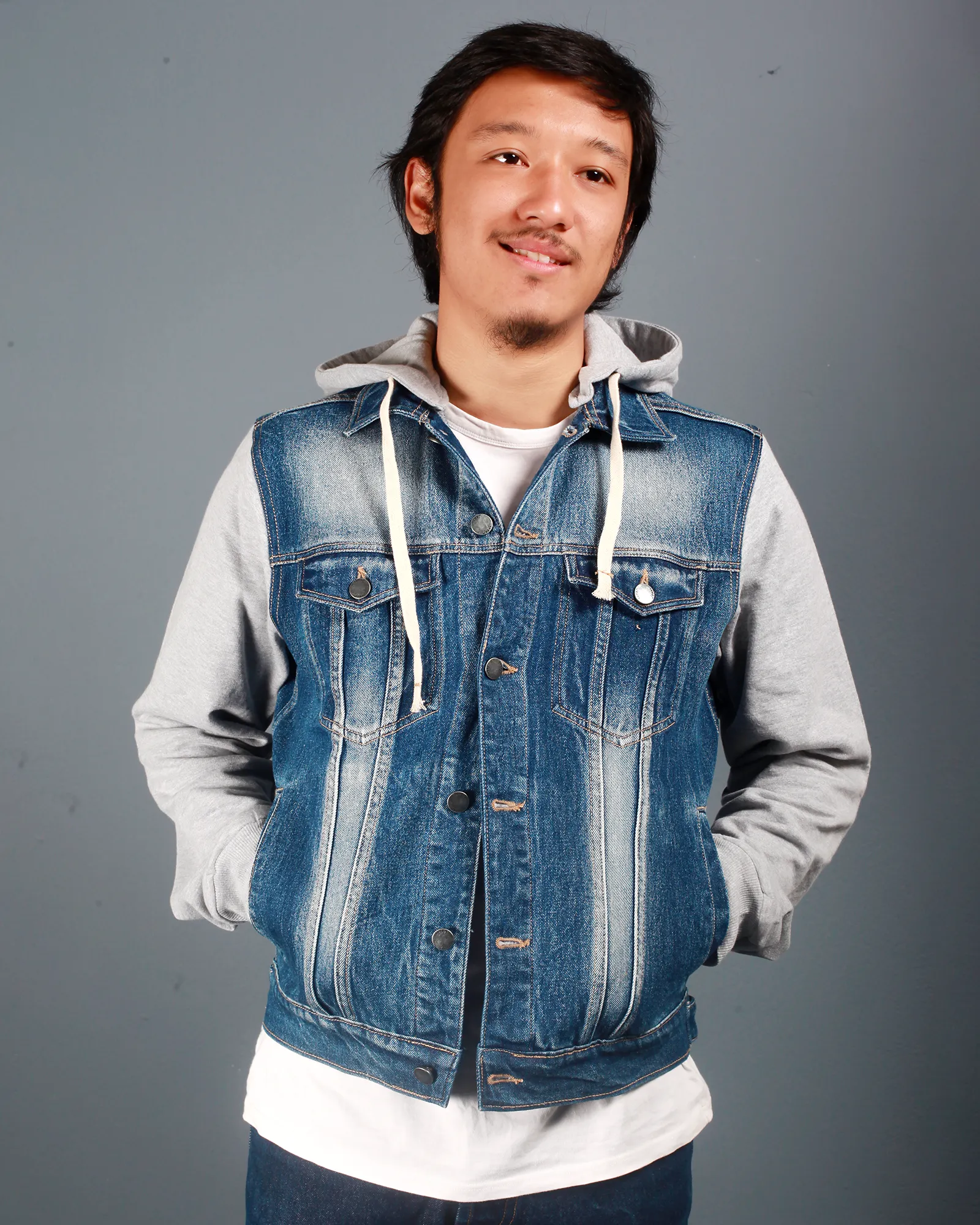 Dark Blue Hooded Denim Jacket