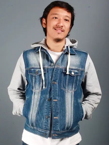 Dark Blue Hooded Denim Jacket
