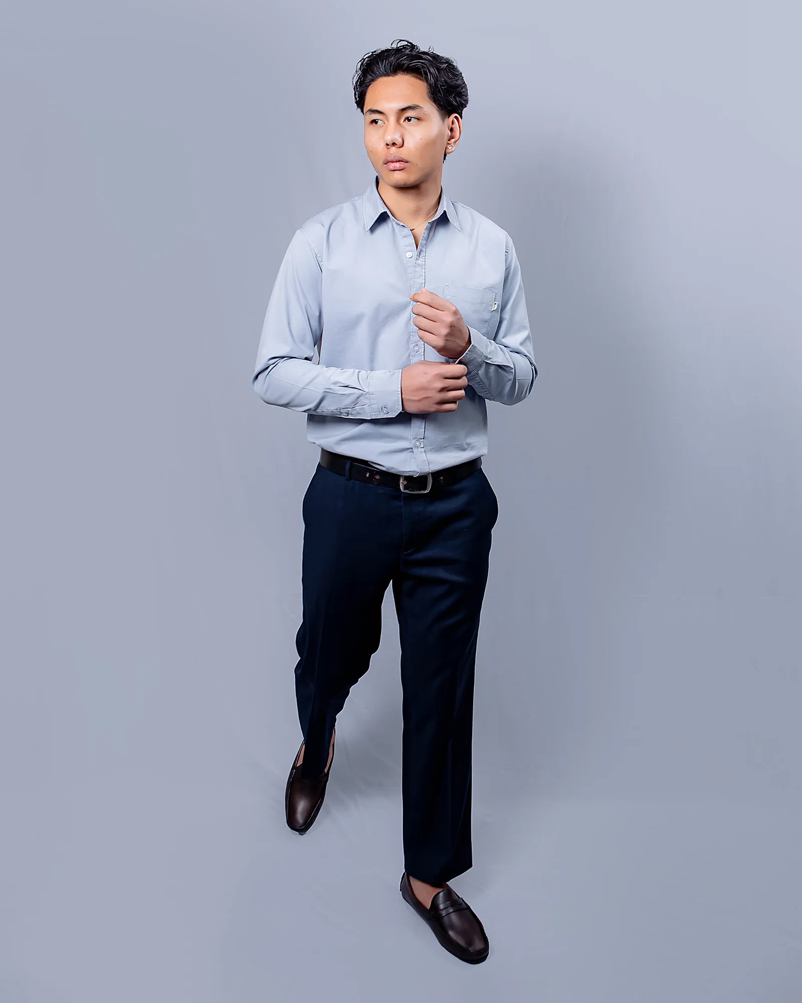 Dusk Blue Soft Twill Cotton Shirt