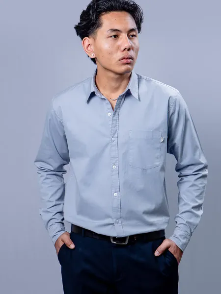 Dusk Blue Soft Twill Cotton Shirt