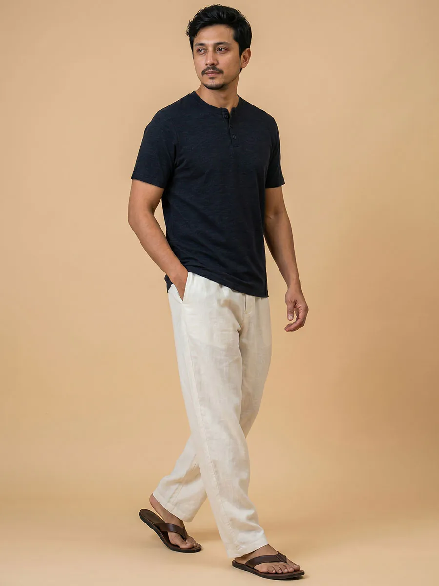 Graphite Grey Half Sleeve Henley Tshirt – Smart Casual Men's Top