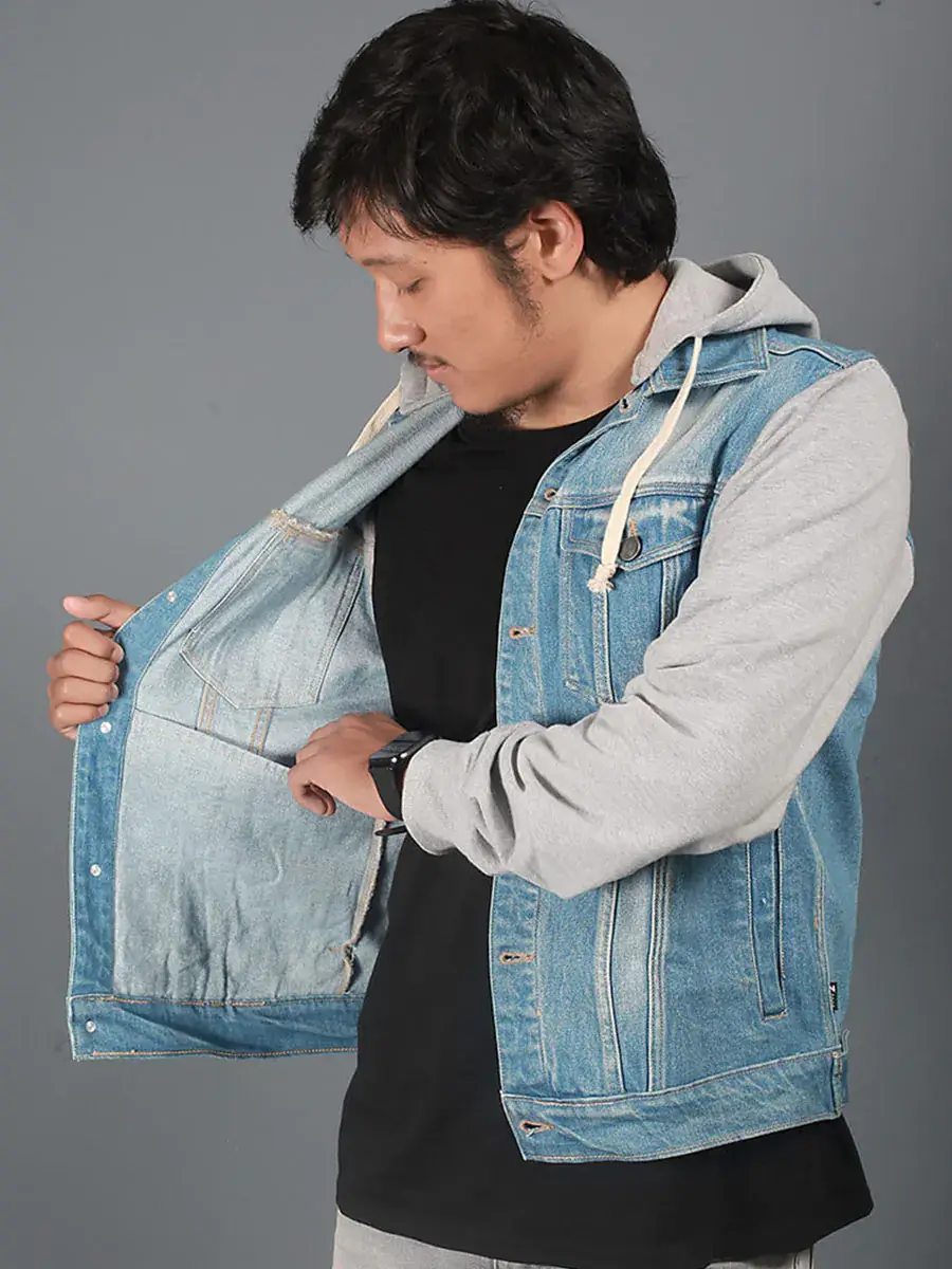 Light Blue Hooded Denim Jacket