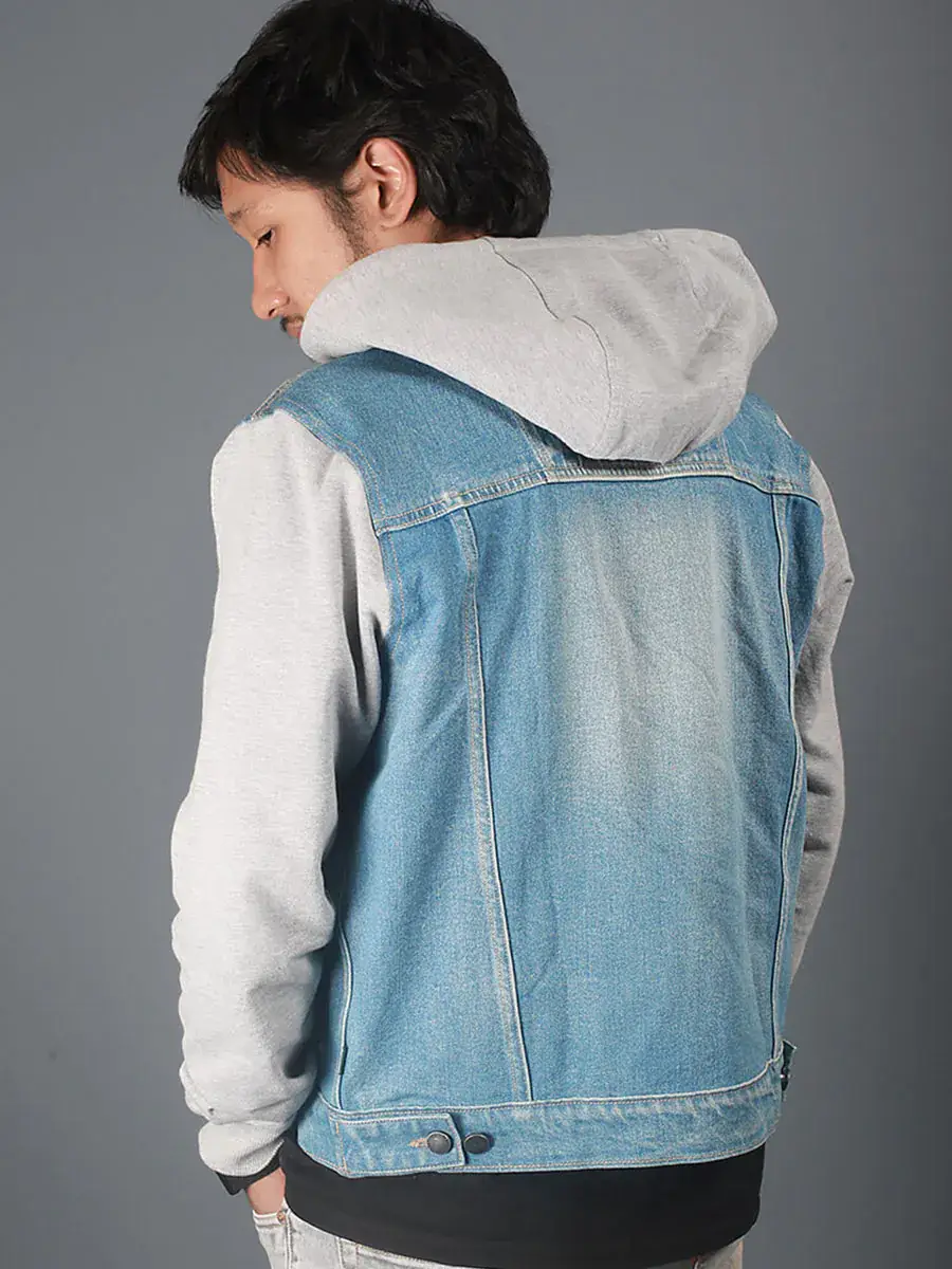 Light Blue Hooded Denim Jacket
