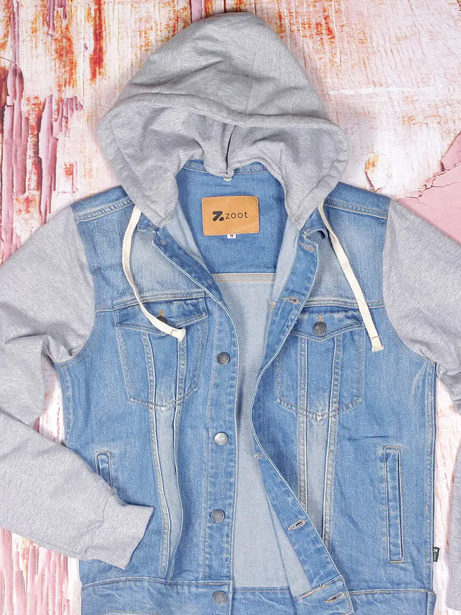 Light Blue Hooded Denim Jacket