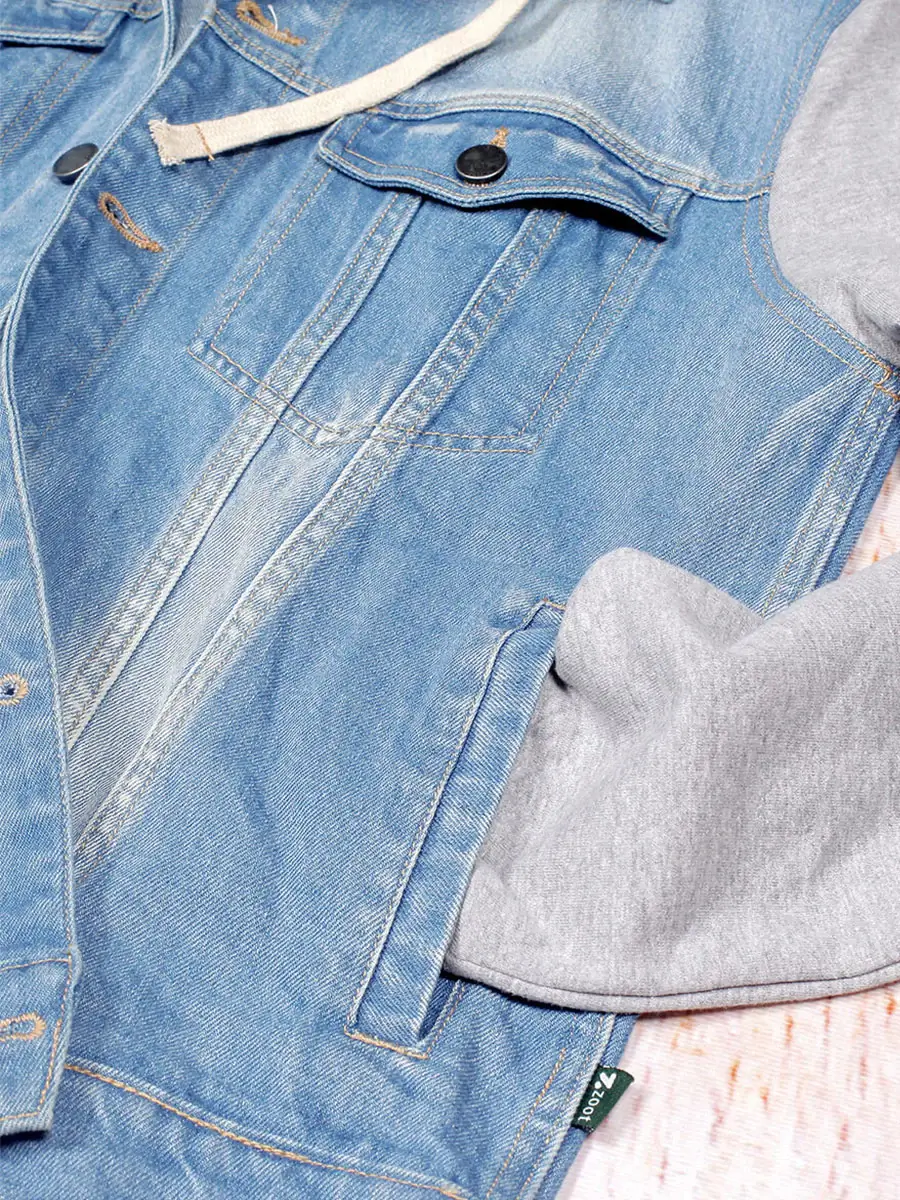 Light Blue Hooded Denim Jacket