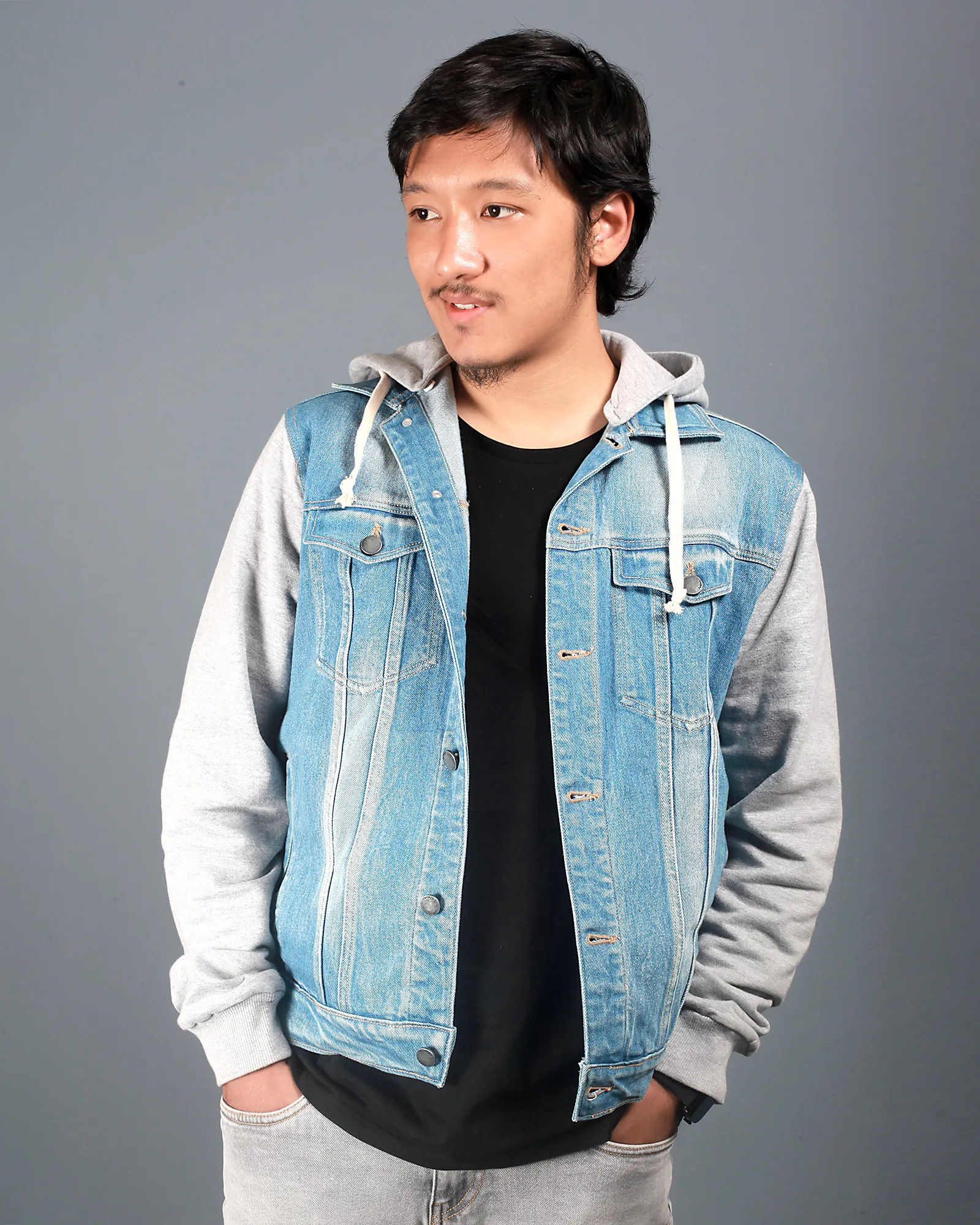 Light Blue Hooded Denim Jacket