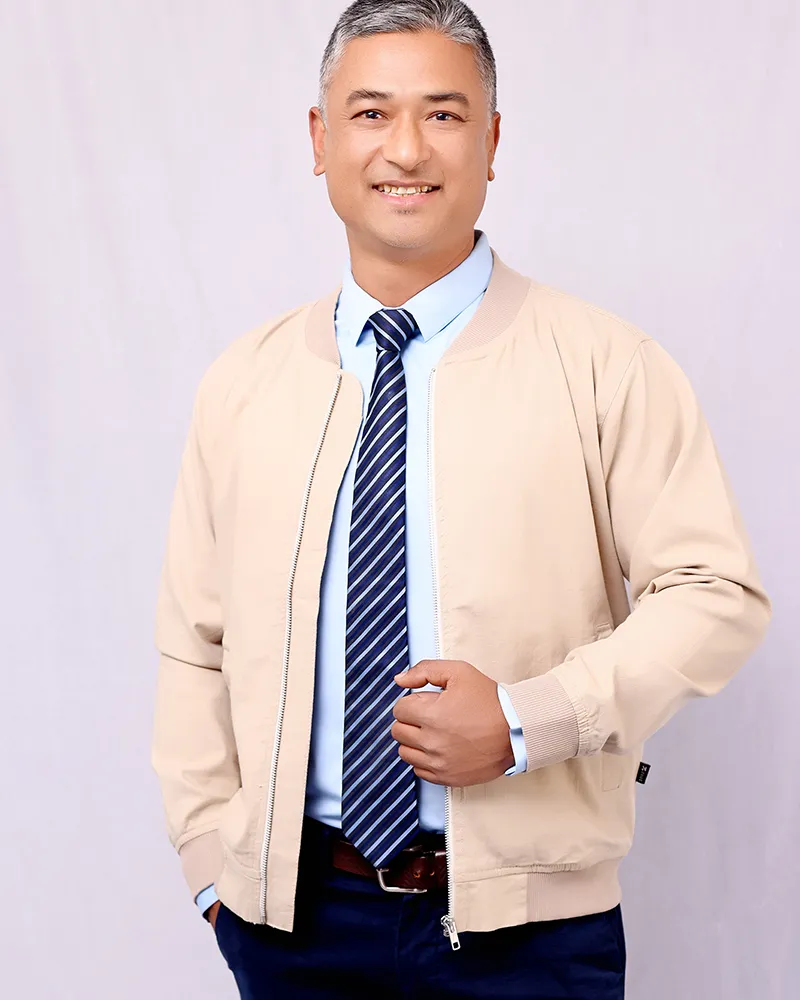 Beige Linen Cotton Bomber Jacket