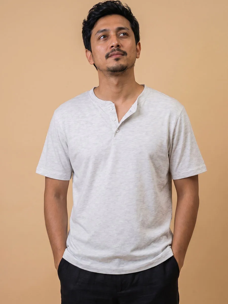 Mountain Mist Half Sleeve Henley Tshirt – Smart Casual Men's Top