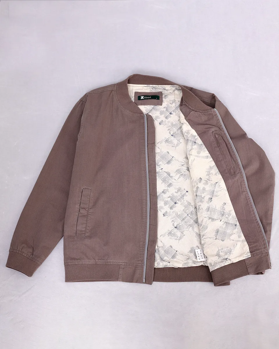 Muddy Grey Linen Cotton Bomber Jacket