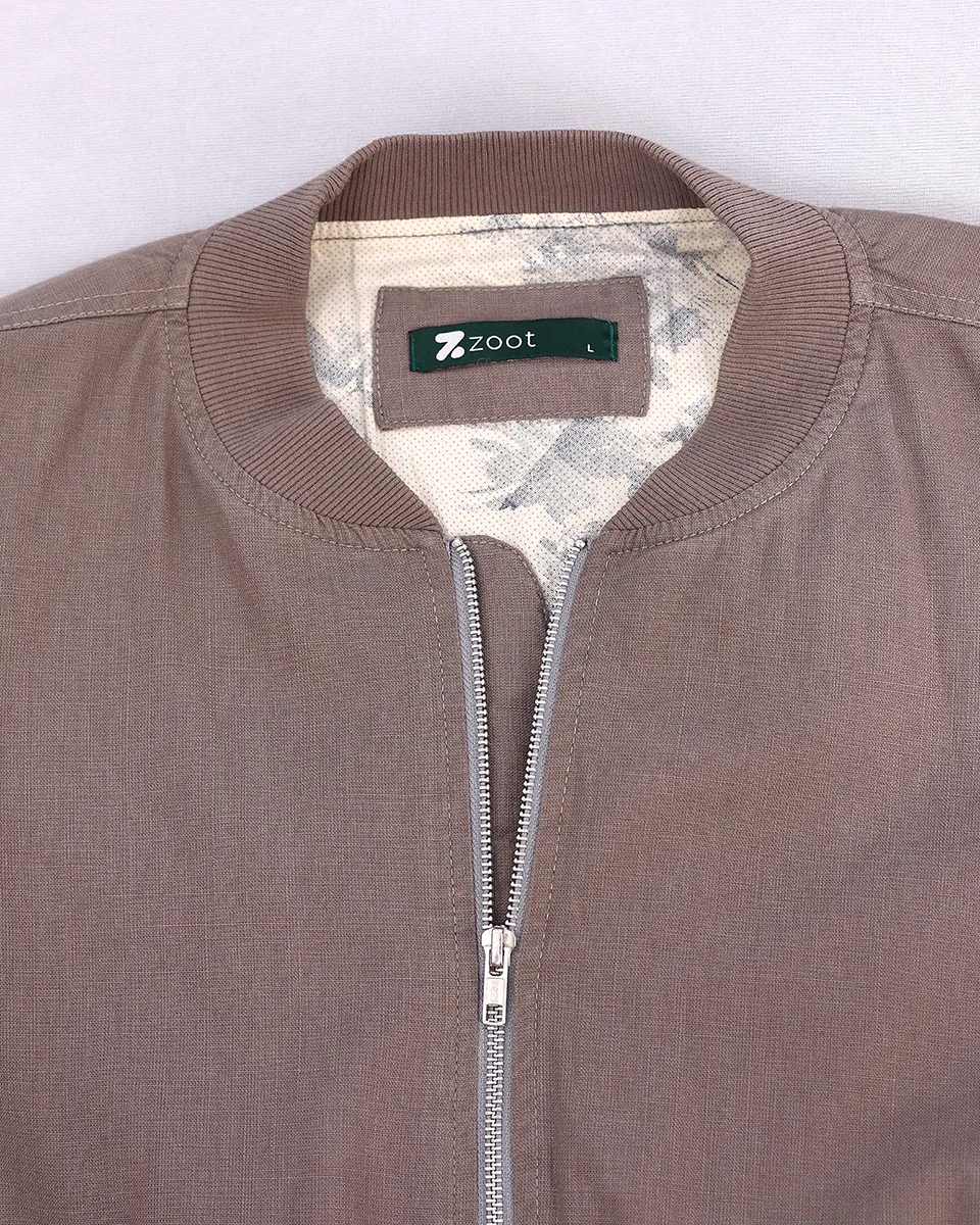 Muddy Grey Linen Cotton Bomber Jacket