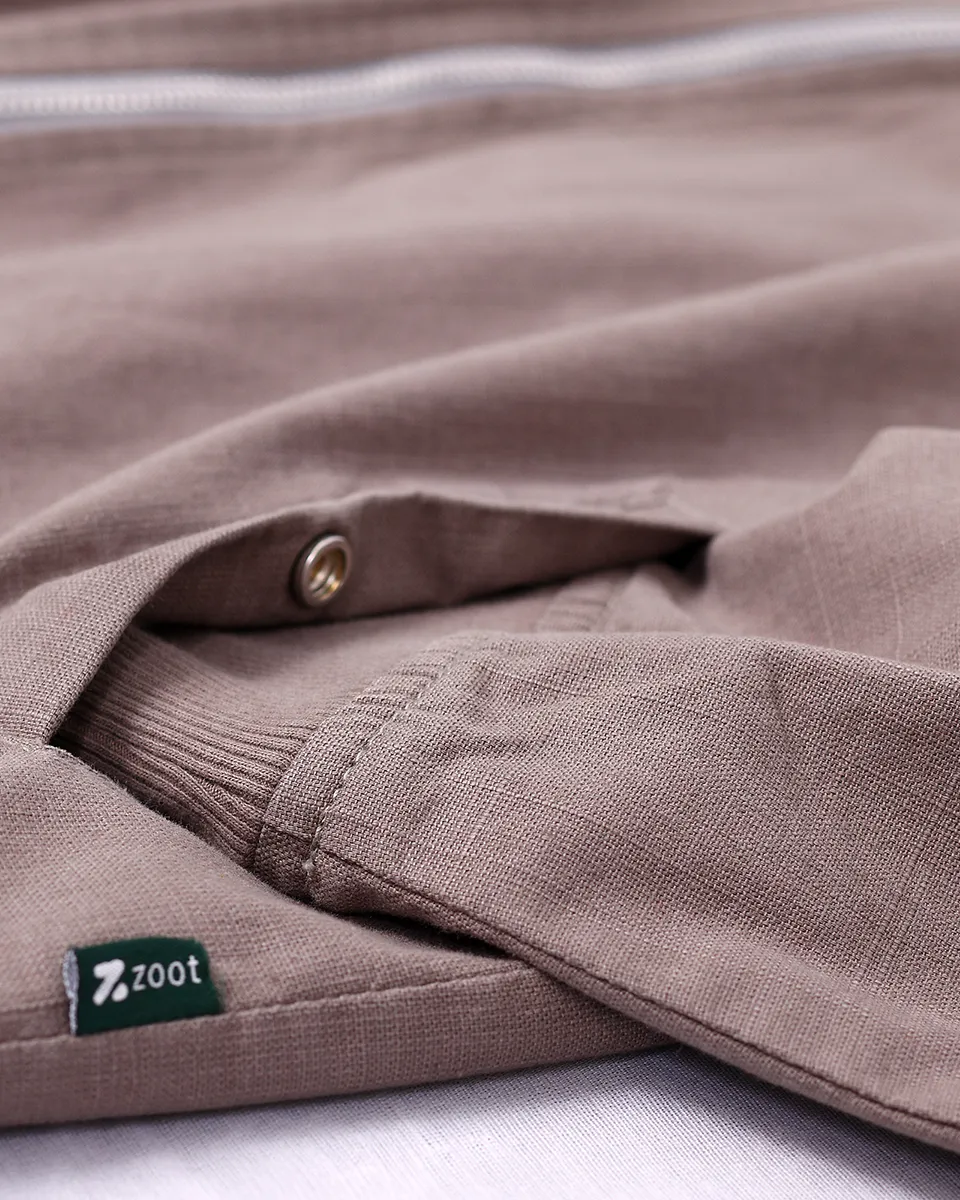 Muddy Grey Linen Cotton Bomber Jacket