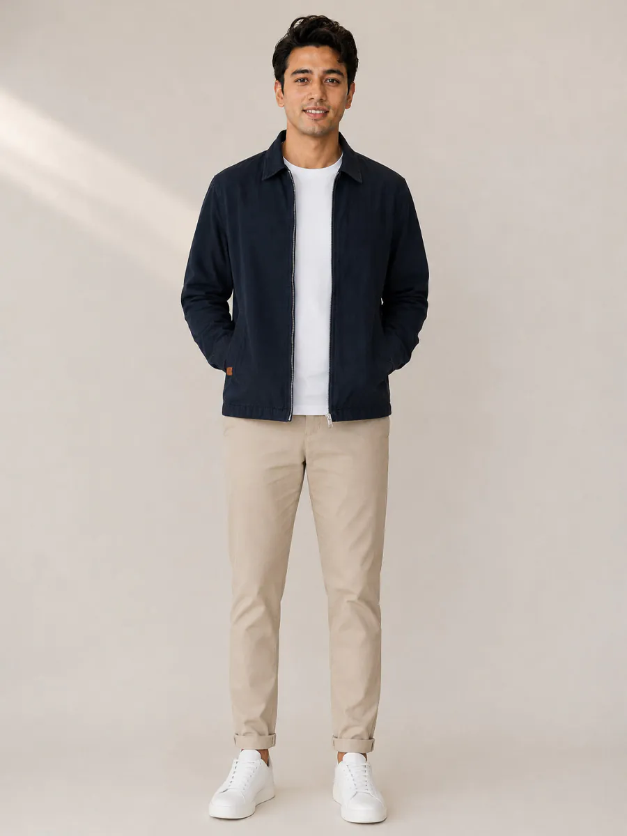 Navy Blue Travel Jacket with Zipper