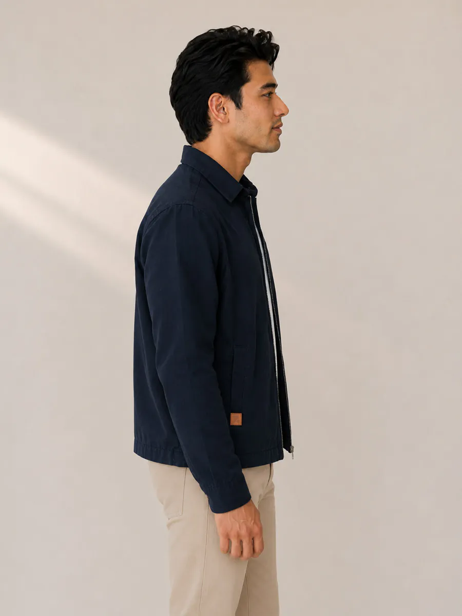 Navy Blue Travel Jacket with Zipper