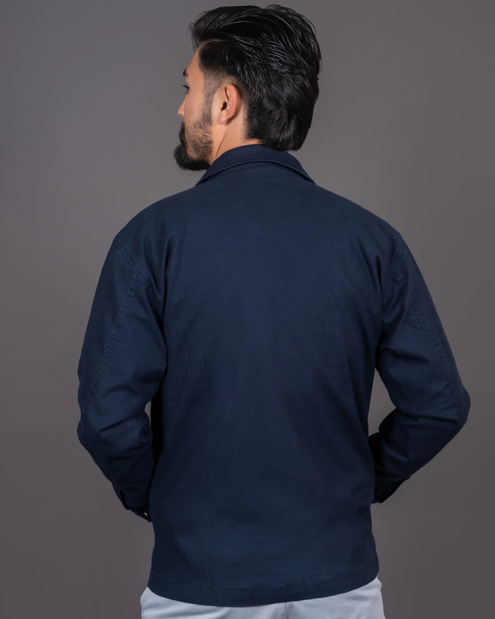 Navy Blue Travel Jacket with Zipper