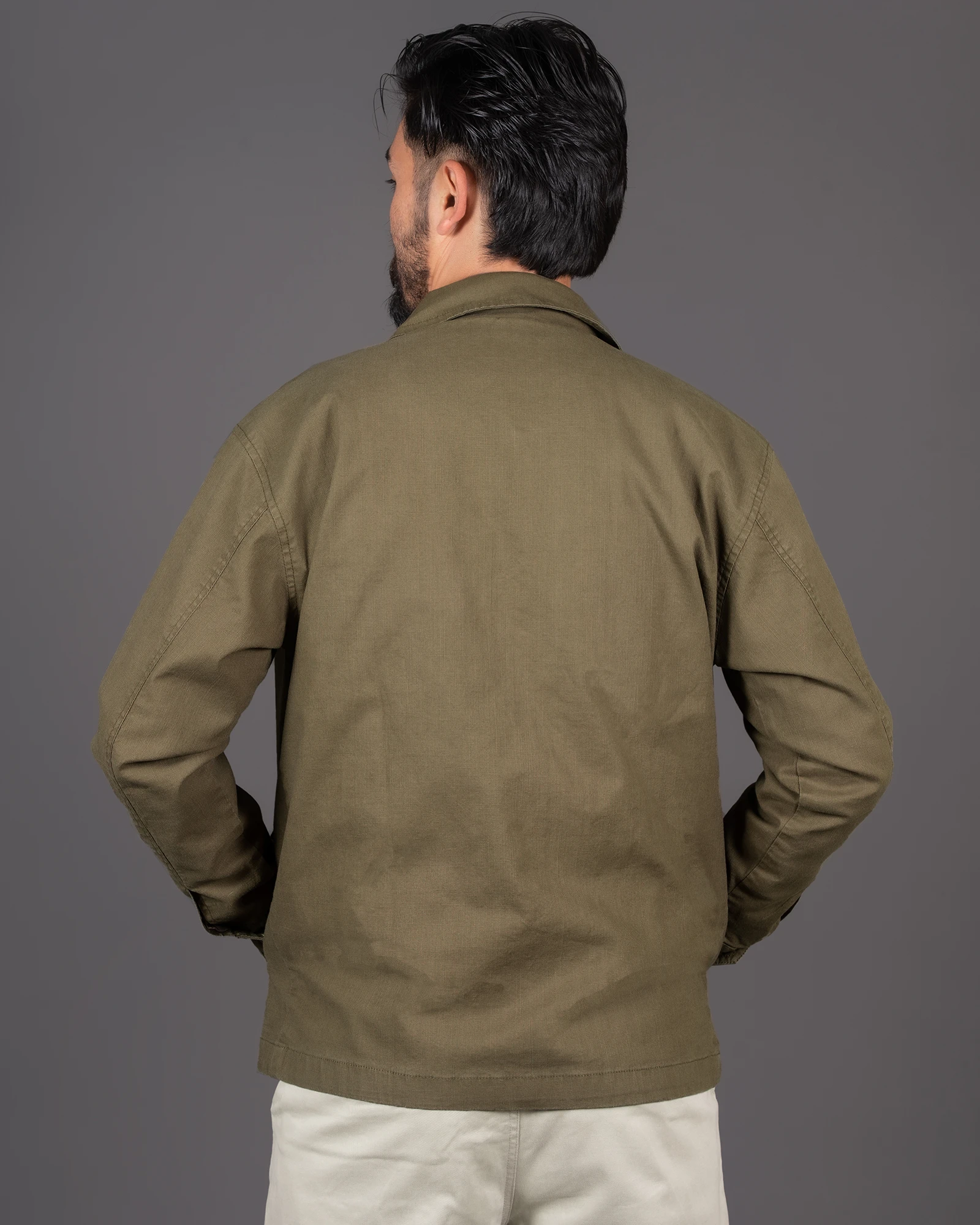 Olive Green Travel Jacket with Zipper