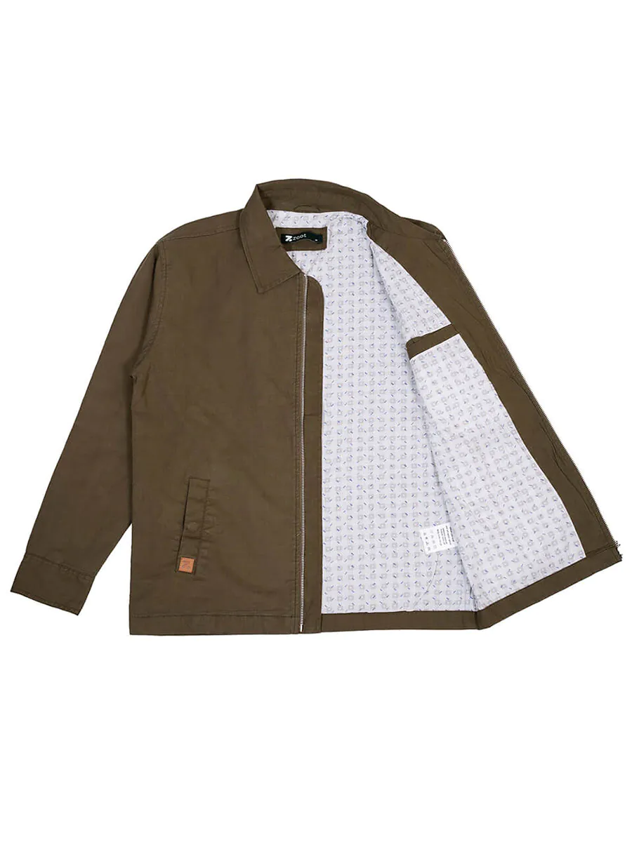 Olive Green Travel Jacket with Zipper