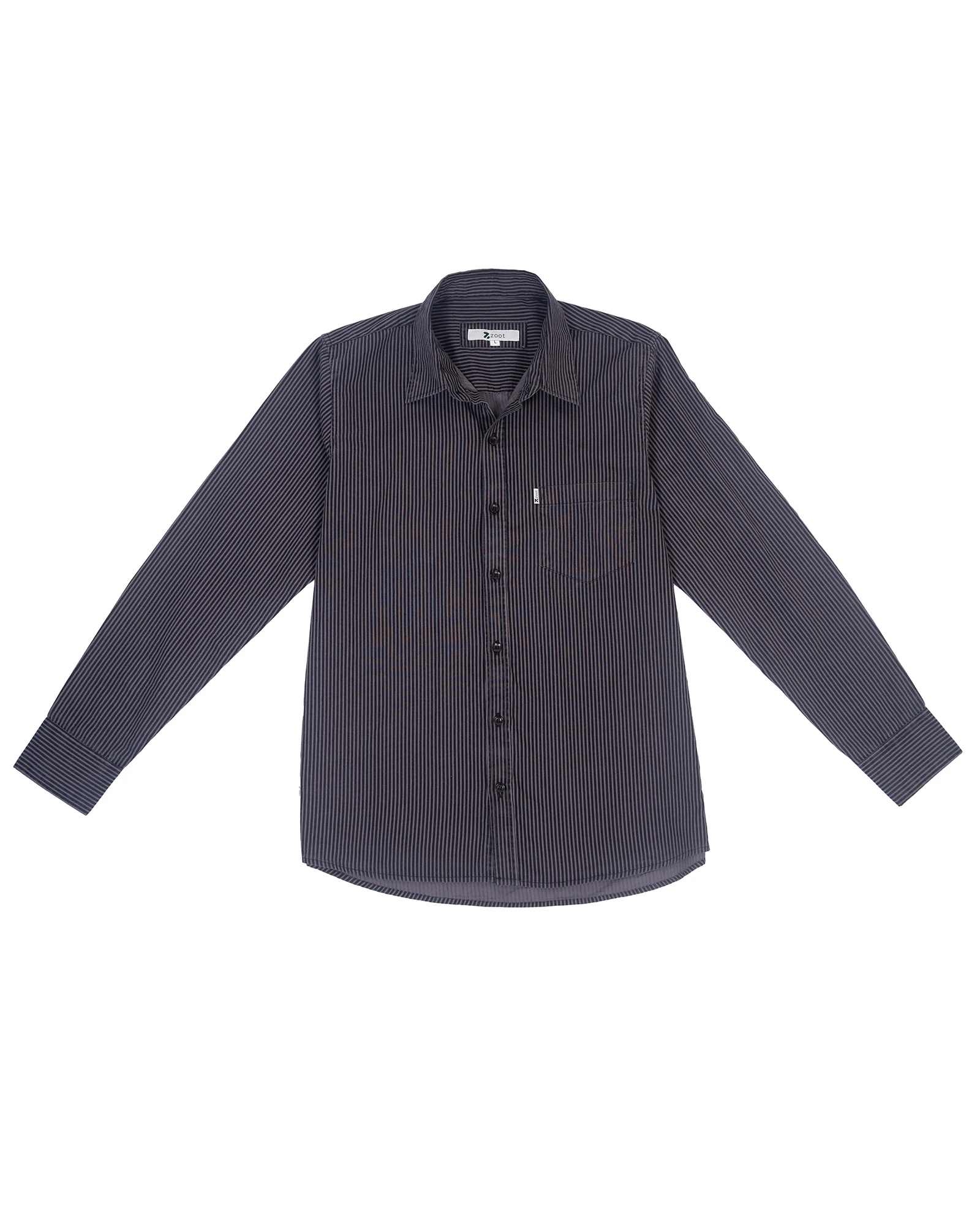 Regular Fit Striped Shirt Grey Black for Men