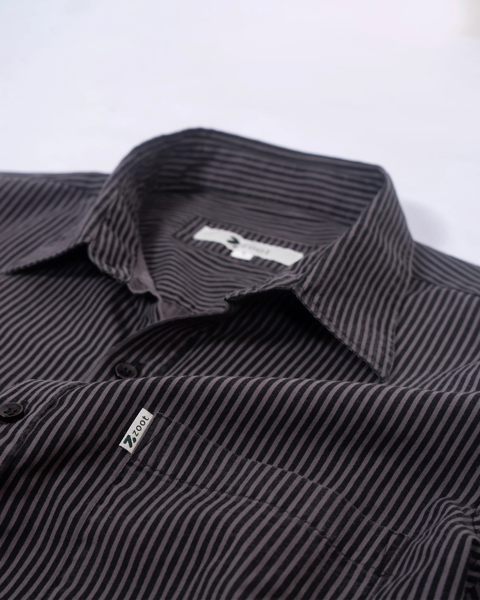 Regular Fit Striped Shirt Grey Black for Men