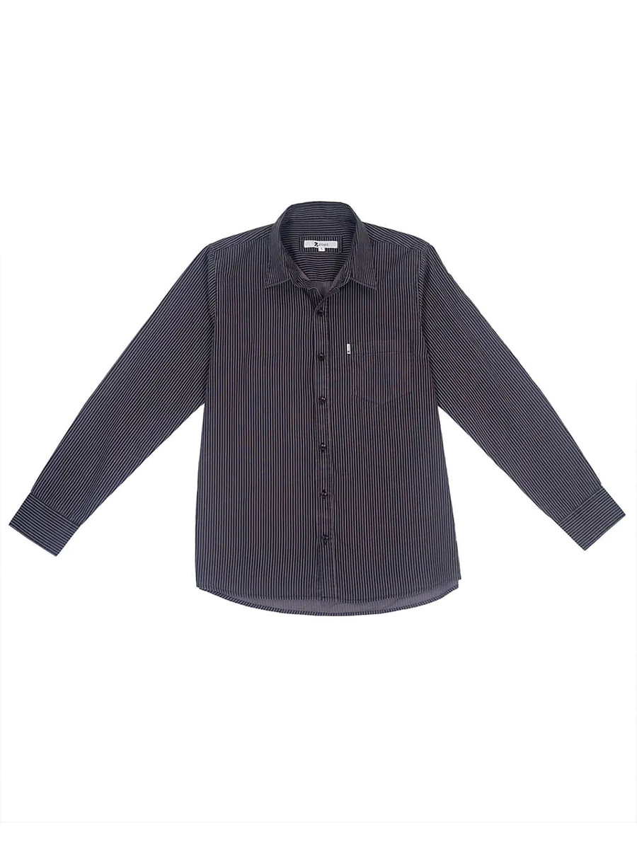 Regular Fit Striped Shirt Grey Black for Men