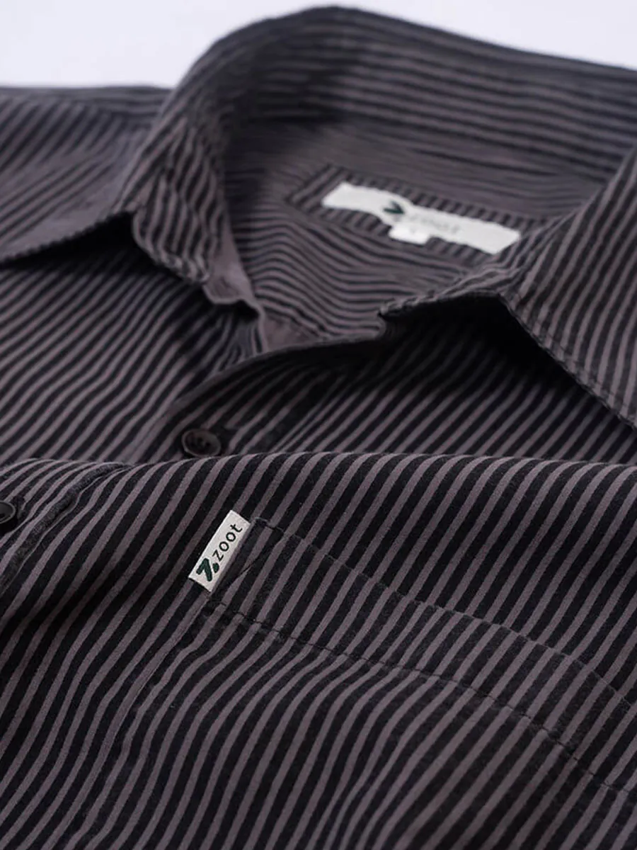 Regular Fit Striped Shirt Grey Black for Men
