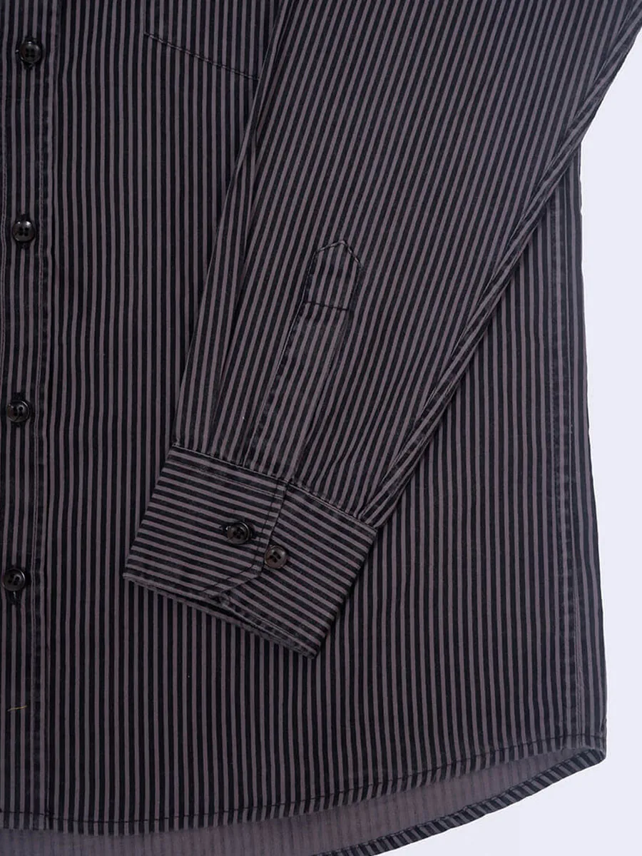 Regular Fit Striped Shirt Grey Black for Men