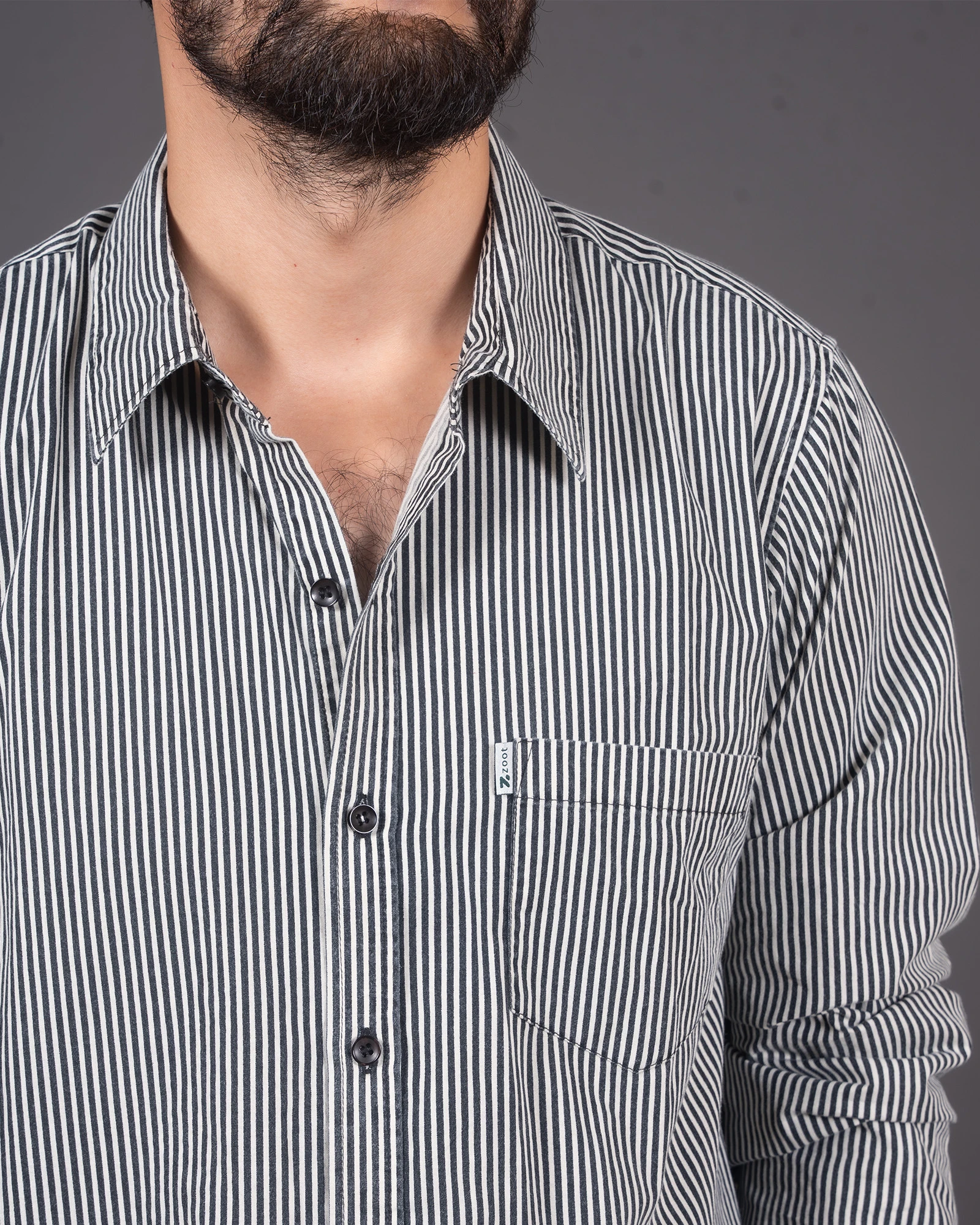 Regular Fit Striped Shirt White Black for Men